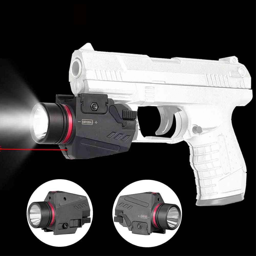 Tactical Gun Light With Red Dot Laser Mini Glock Pistol