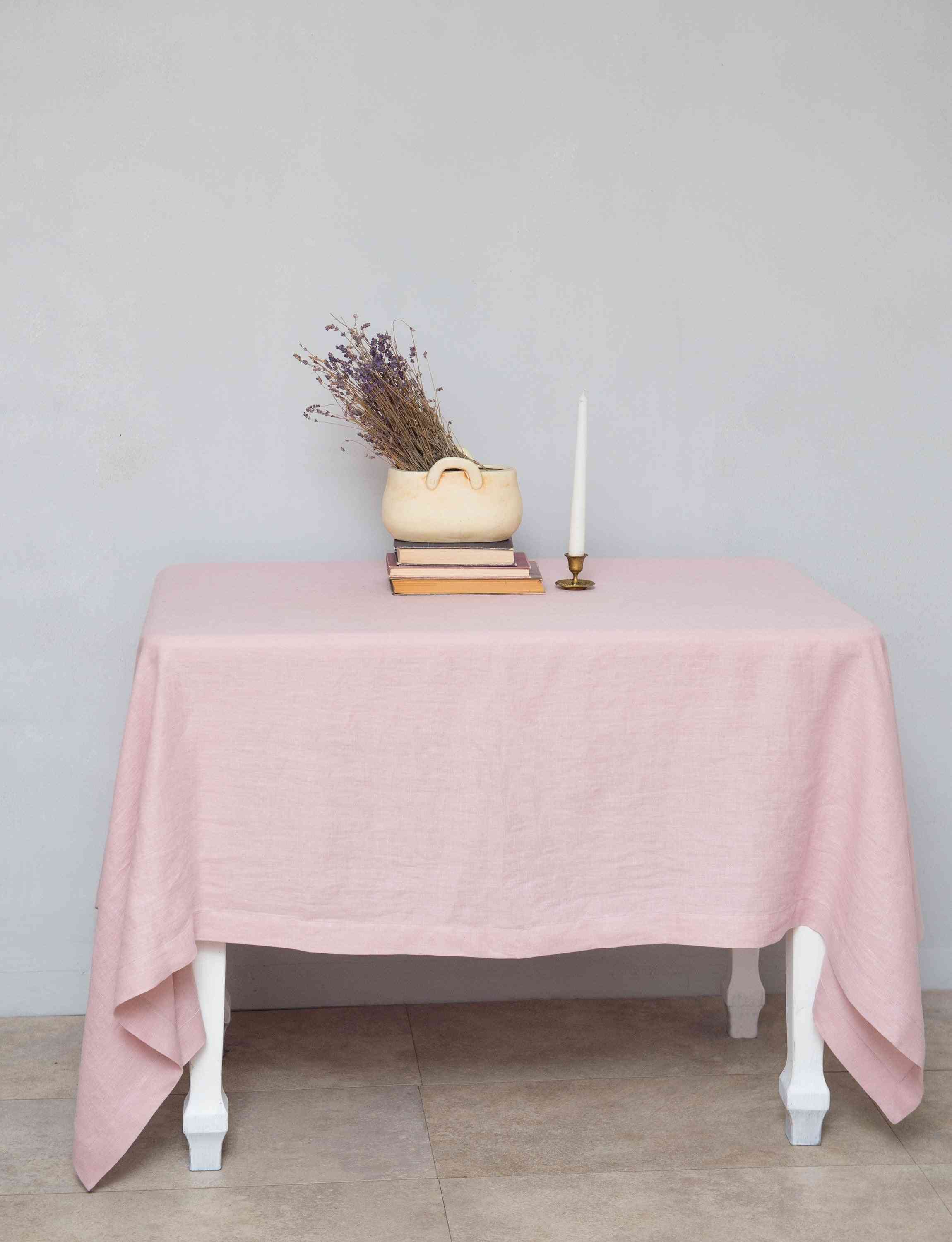 Pink Linen Tablecloth