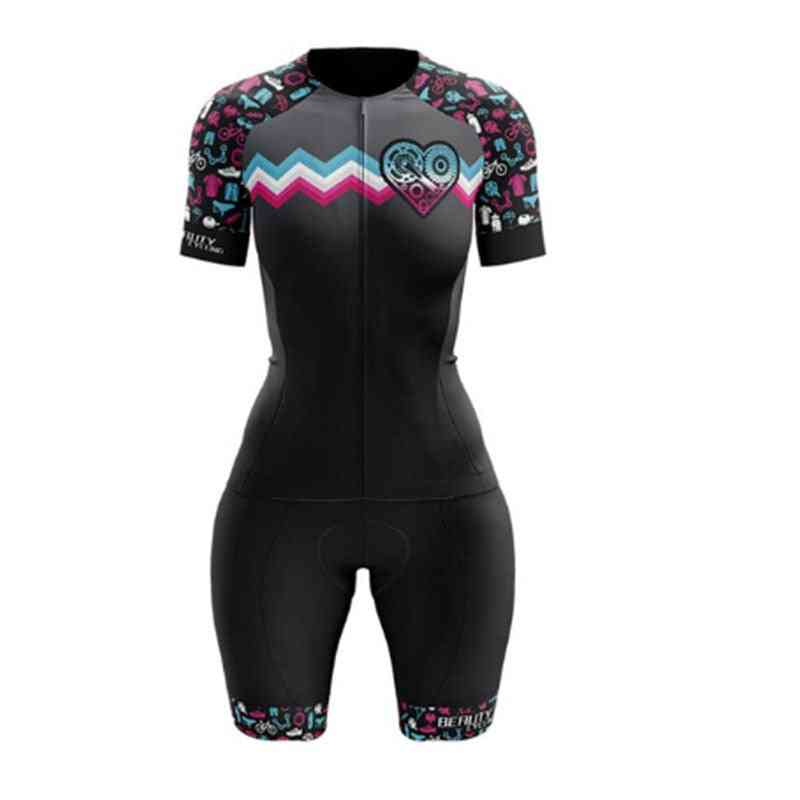 Women's Professional Triathlon Bike Overalls Short Jumpsuit Bodysuit