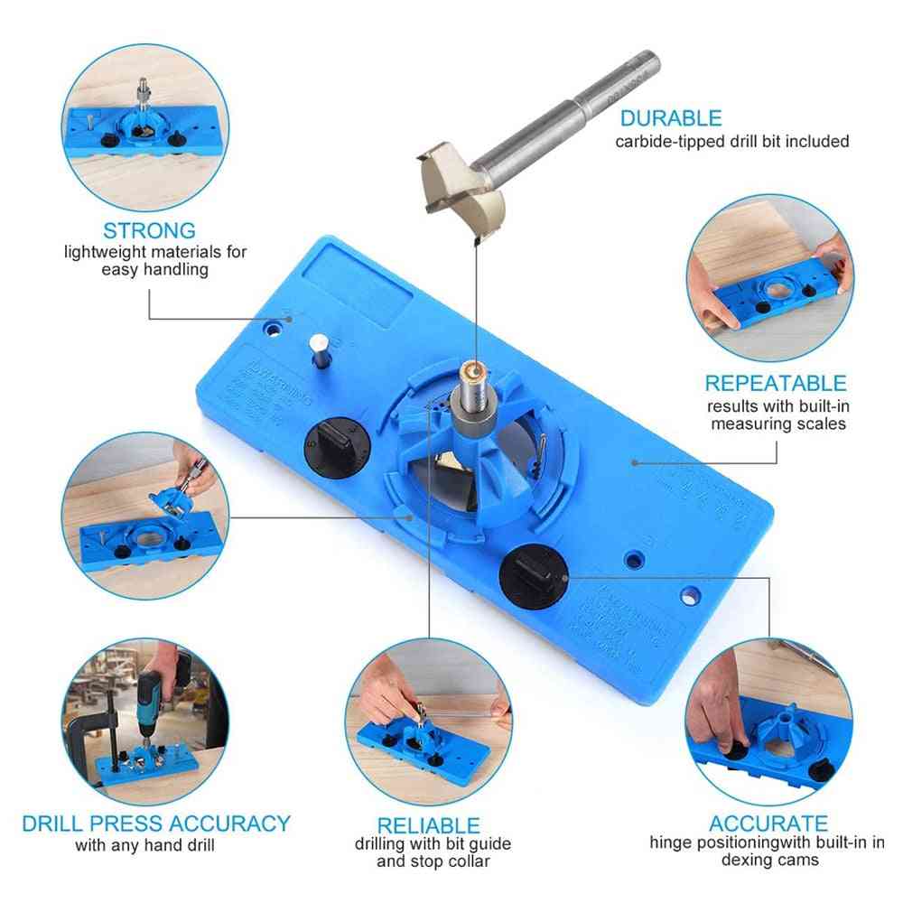 Cup Style Hinge Jig Boring Hole Drill Guide Forstner Bit, Wood Cutter