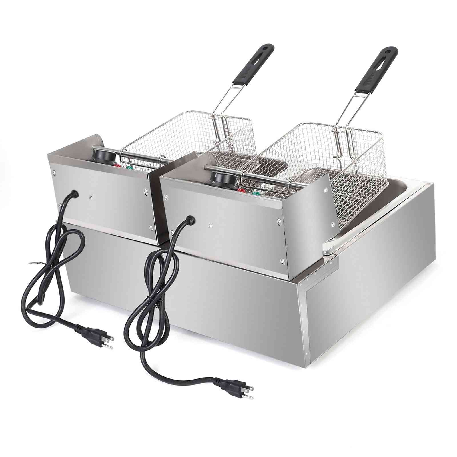 110v 12l Stainless Steel Double Cylinder Electric Fryer