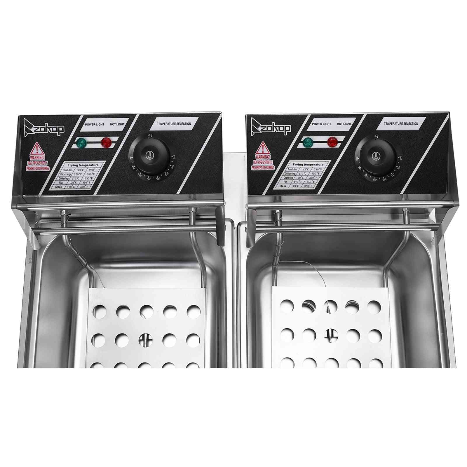 110v 12l Stainless Steel Double Cylinder Electric Fryer