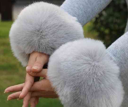 Women Faux Fox Fur Cuffs Wristband