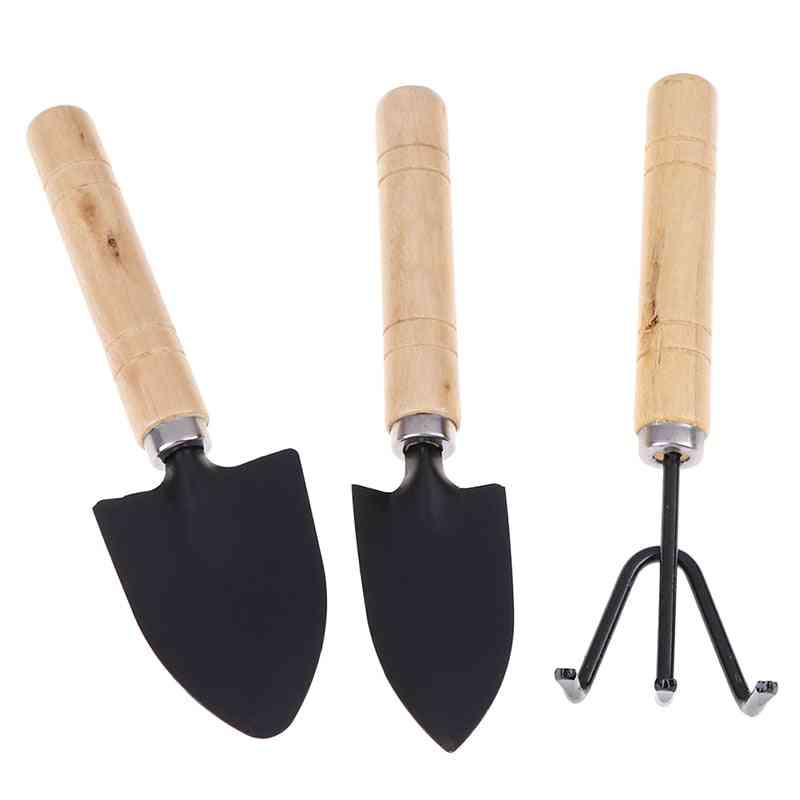 3pcs/set Mini Wooden Handle Shovel Rake