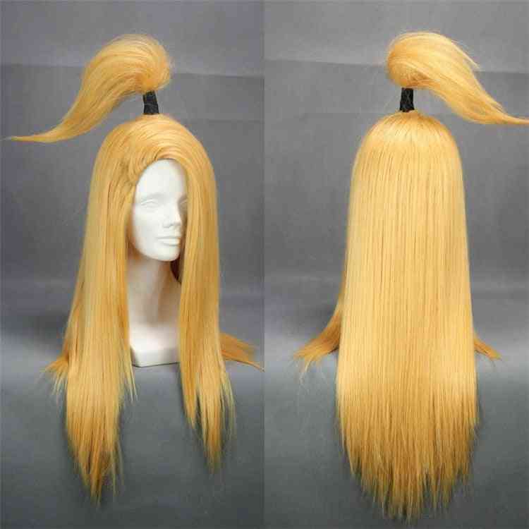 Cosplay långa guld värmetåliga hår peruker
