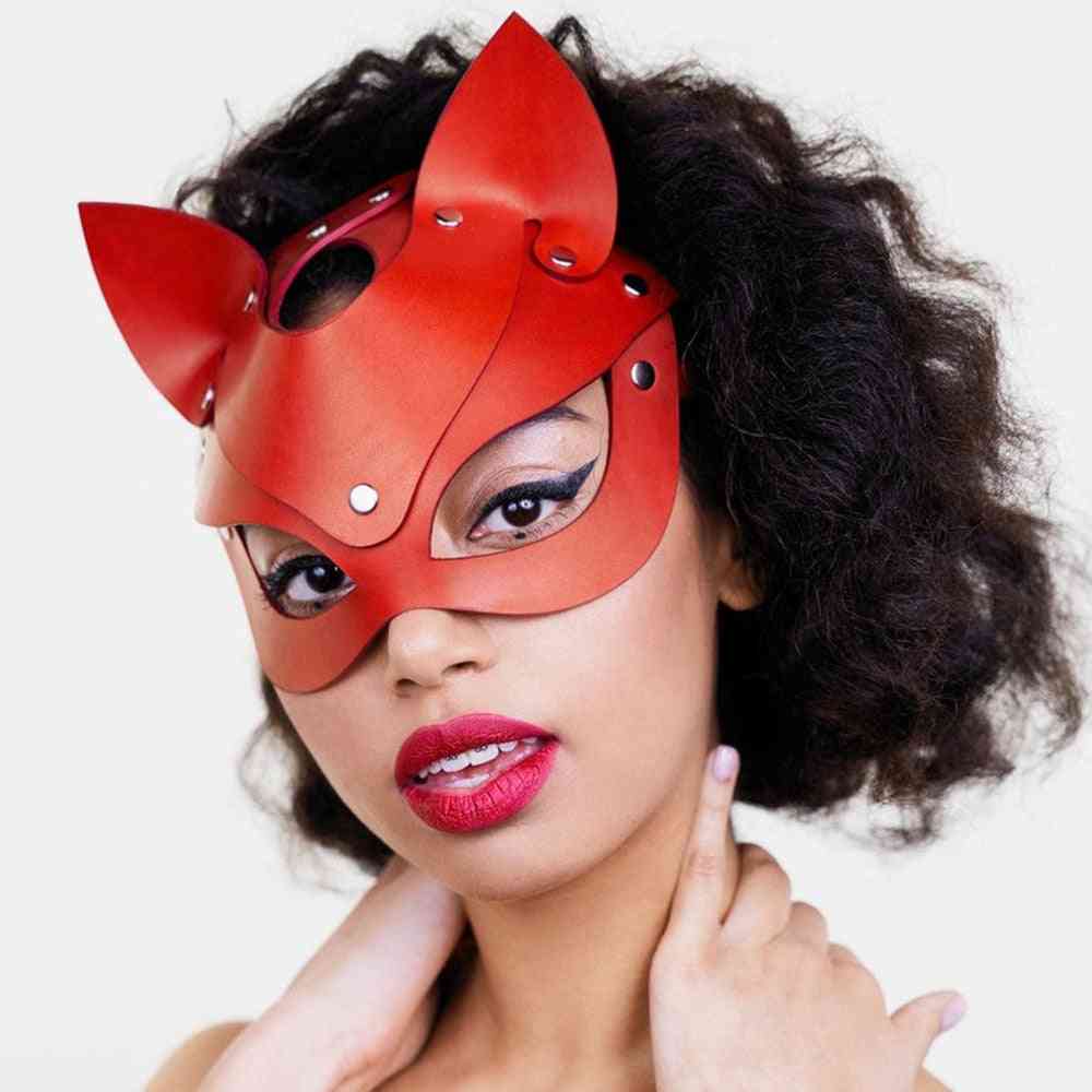 Leather Cat Mask For Adults - Women