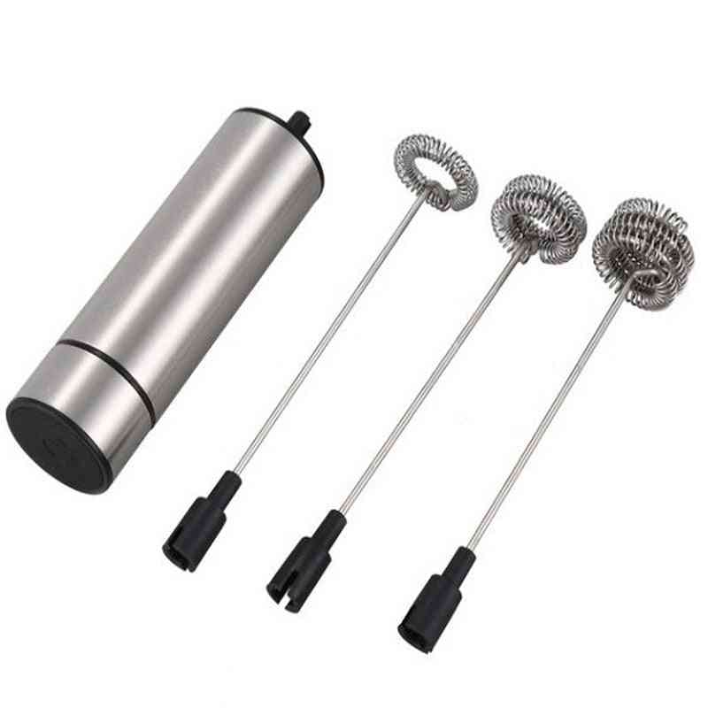 Electric Milk Frother, Wireless Handheld Powerful Stainless Steel Spring Mixer
