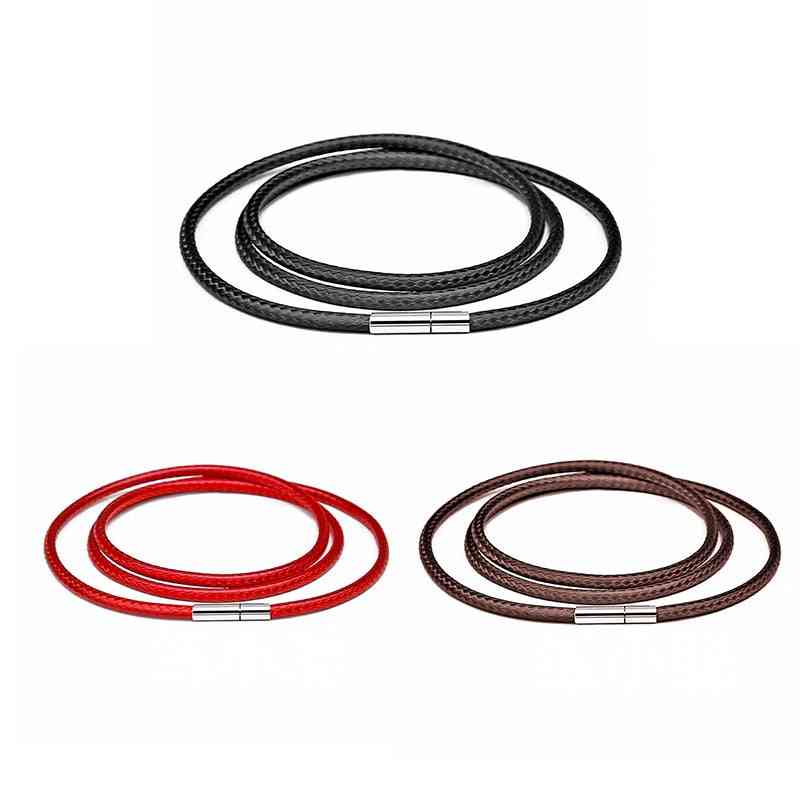 Leather Necklace Cord, Wax Rope Lace Chain With Stainless Steel