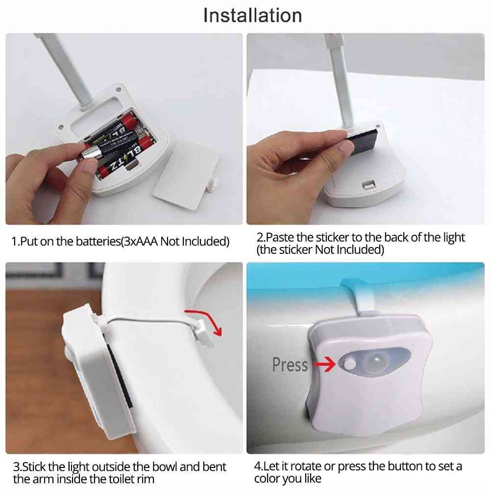 1pcs Toilet Seat Night Light Smart Pir Motion Sensor