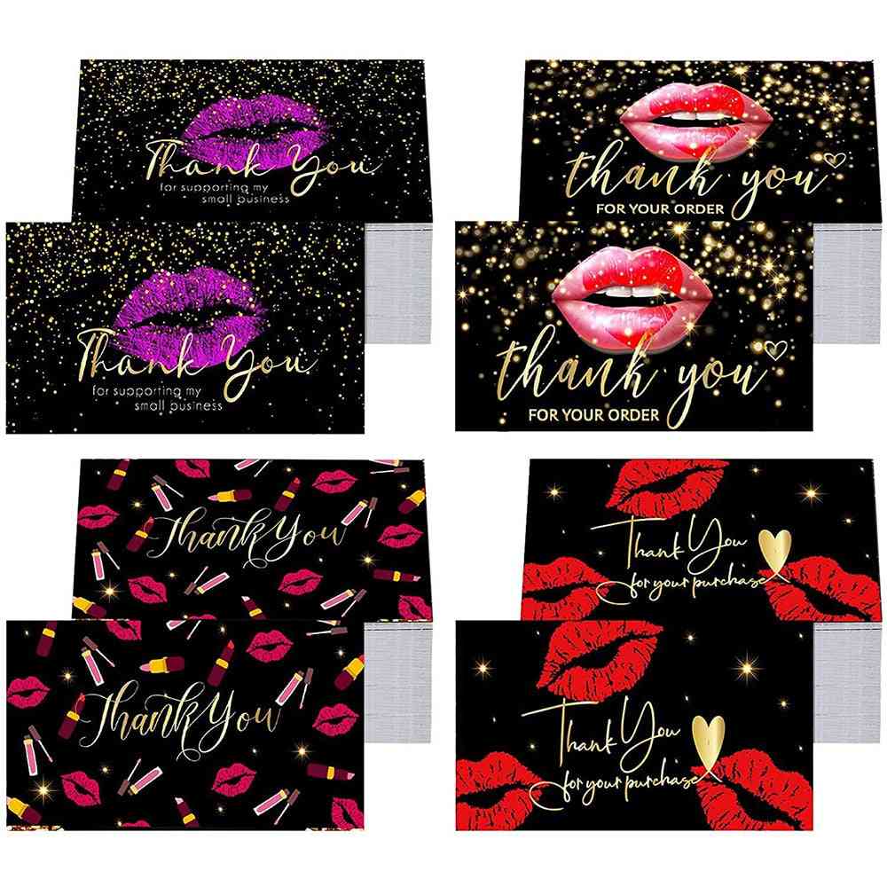 Red Lips - Kiss Love Thank You For Supporting - My Small Busines Card
