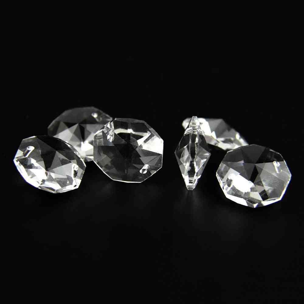 Crystal Glass Clear Color Octagon Beads For Chandelier Garlands Prism Parts
