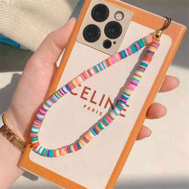 Fashion Bohemian Style Colored Mixed Color Soft Pottery Mobile Phone Chain