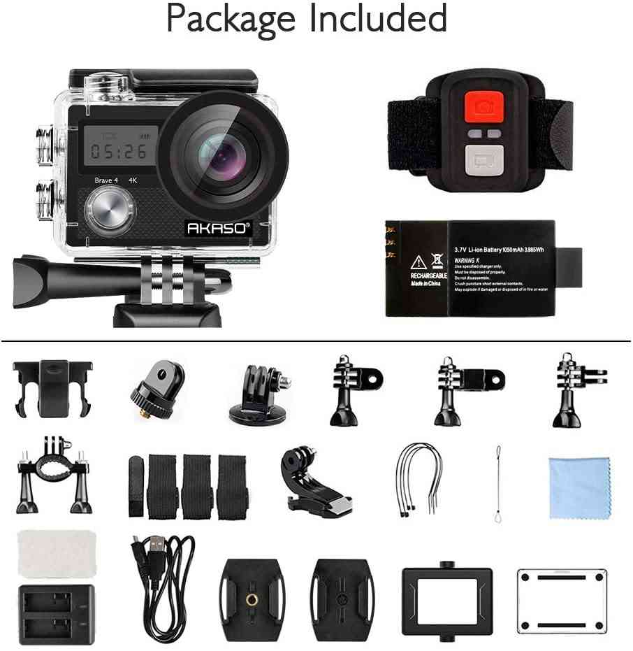 Akaso Brave 4 Action Camera Ultra Hd 4k Wifi 2.0" 170d 20mp Underwater Waterproof Helmet Cam Camera 4k Sports Camera In Store