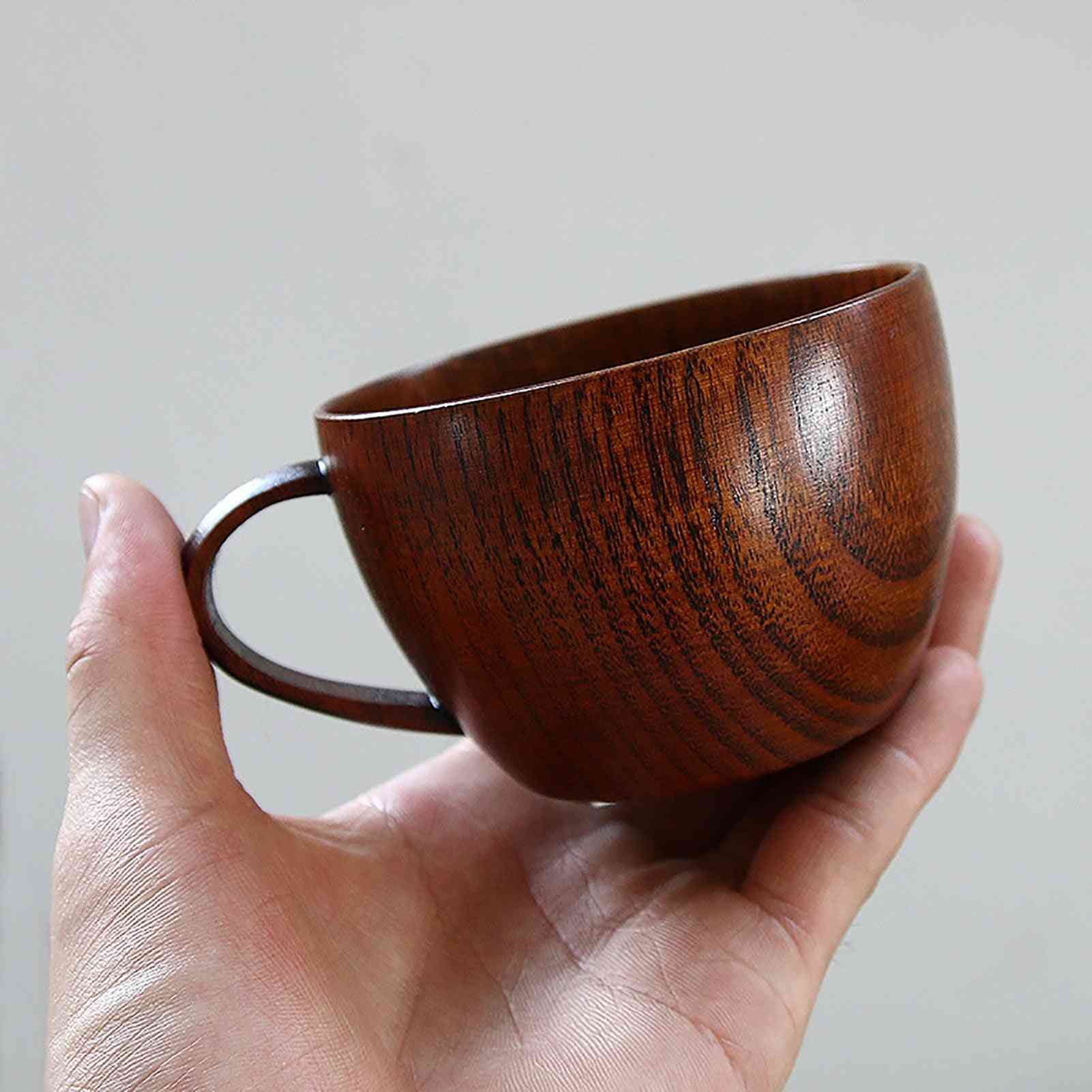 Portable Wooden Tea Coffee Juice Milk Water Handle Cup Bar