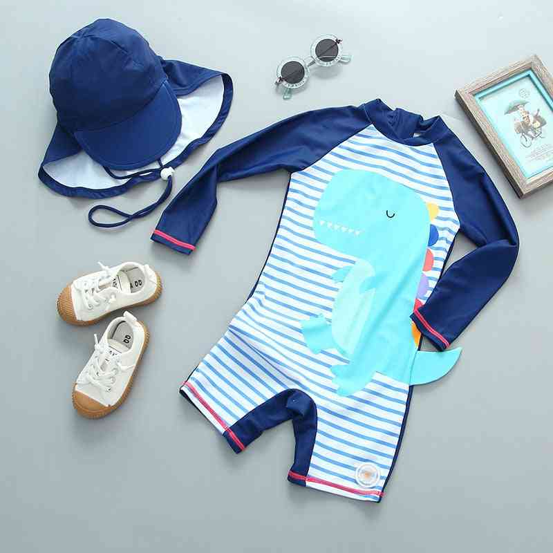 Cartoon Shark Toddler Baby Bathing Suit, Long Sleeve Swim Clothes