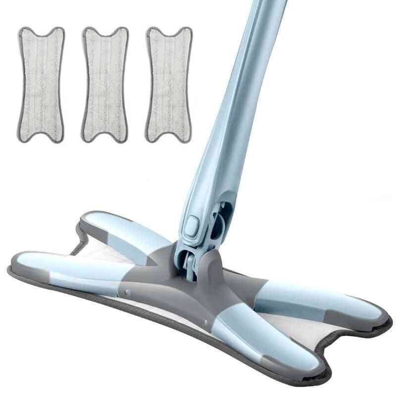 X-type Flat Floor Mop With Replace Cloth Heads