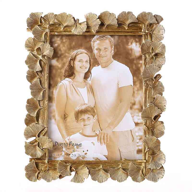 Retro Style Photo Frame With Golden Leaf  Metal Picture Frames