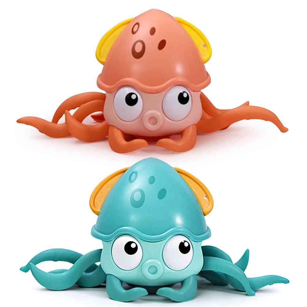 Baby Bathing Toy Kids Octopus Clockwork Rope Pulled Crawl Land Water