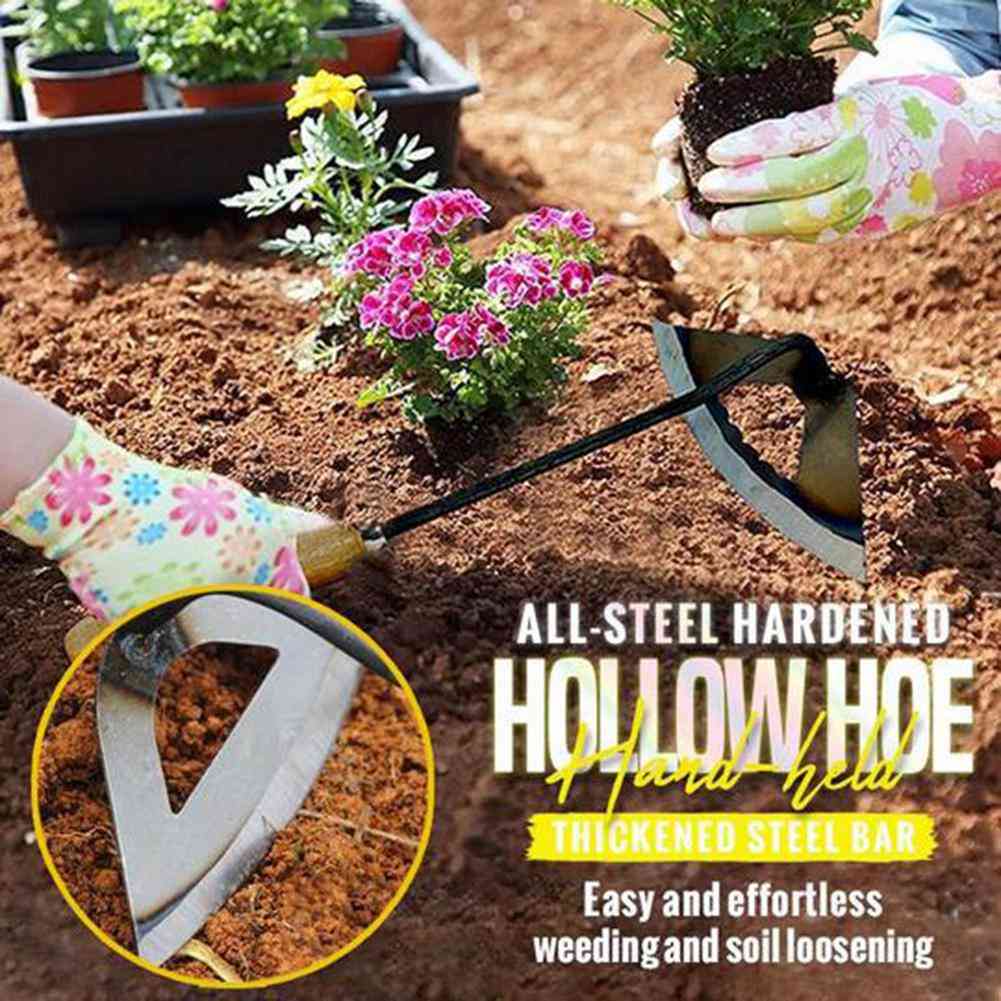 All-steel Hollow Hoe Hand-held Weeding Rake Farming Shovel Tool Planting Vegetable Farm Garden Agriculture Tool