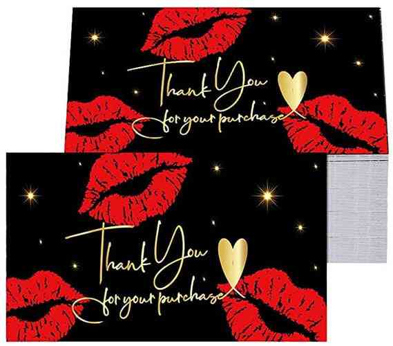 Färgglada läppavtryck tack för köpet - ett dekorativt etikettkort
