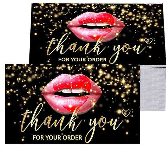 Colorful Lip Prints Thank You For Purchasing- A Decorative Label Card