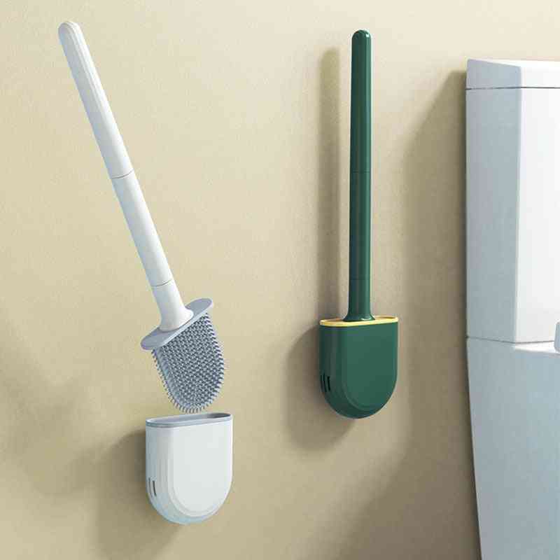 Silicone Toilet Brush Wall-mounted  Soft Bristles Brushes Set