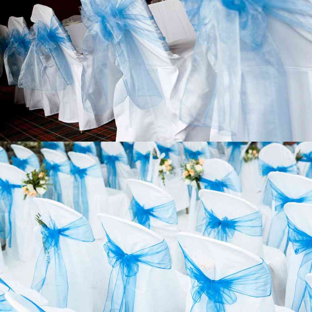Bit.fly 25pcs/set Sheer Organza Tull Fabric Chair Cover Sash Bow Sashes Wedding Party Banquet Decoration 20 Colors Free Shipping