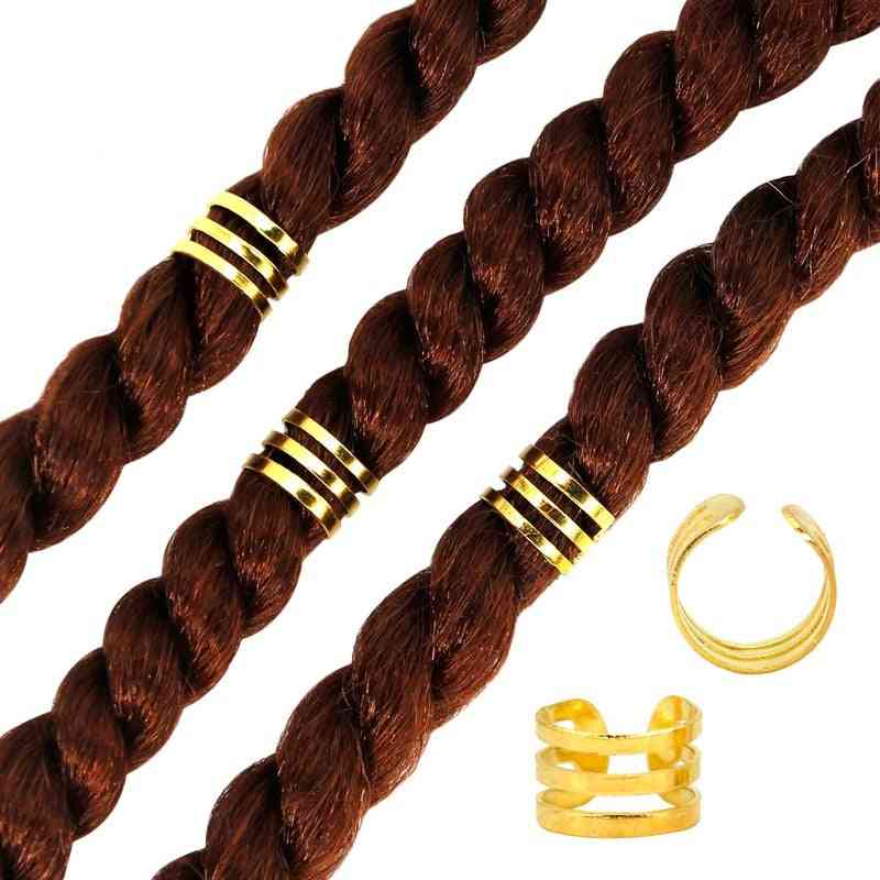 Adjustable Hair Braids Dreadlock Beads Cuffs Rings Hoop Accessories
