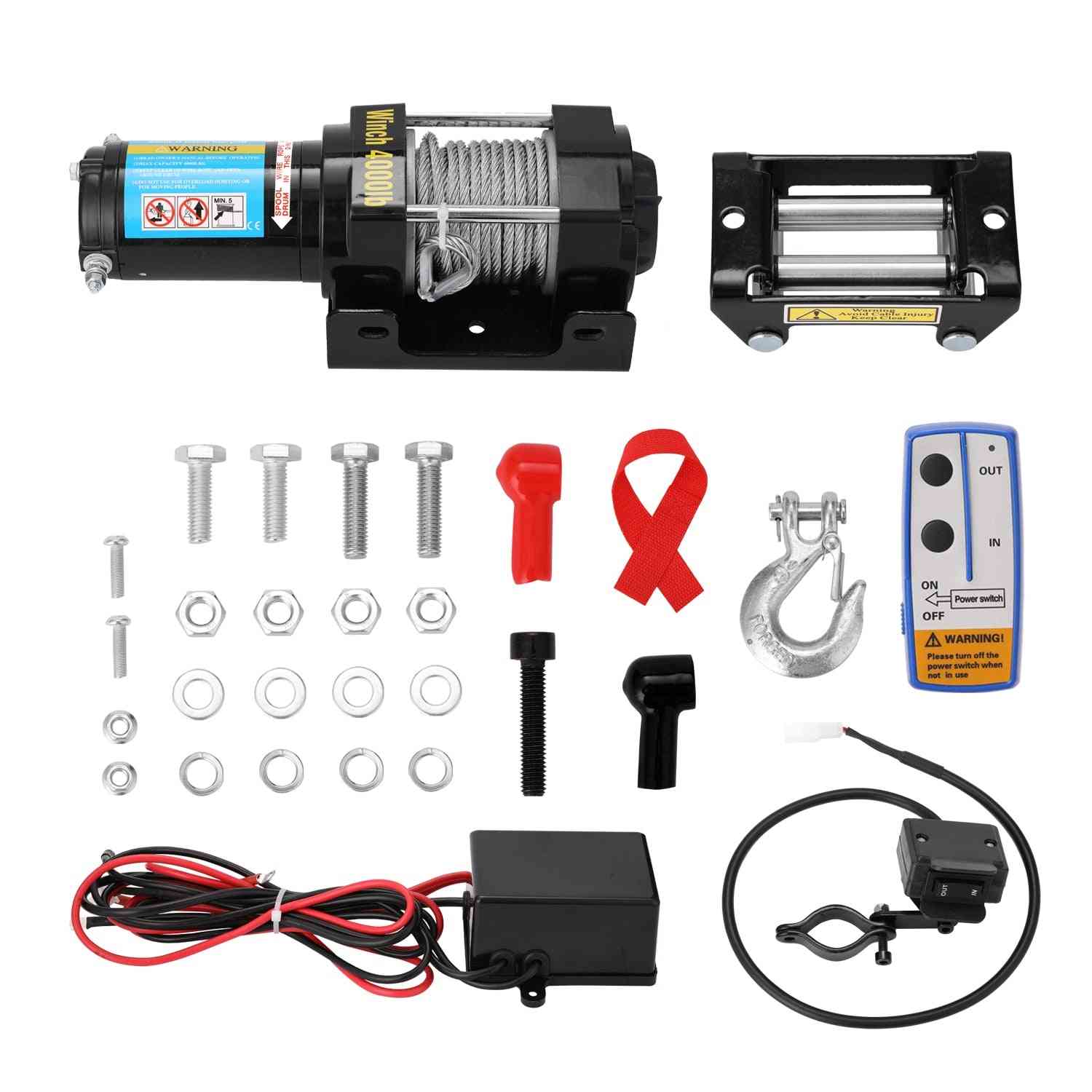 Electric Recovery Winch Kit Dc12v Anti-interference Atv Trailer