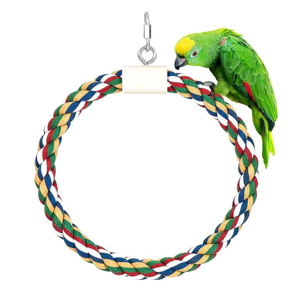 Pet Bird Parrot Cotton Rope Ring-hanging Swing Cage