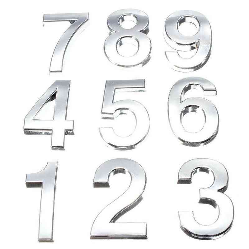 Digits 0-9 Number Silver Sticker 5cm Plate Sign Hotel Silvery Door Number