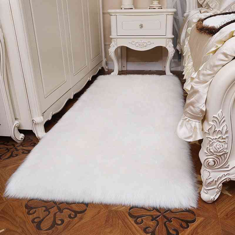 Long Skin Fur Plain Fluffy Area Rugs Carpets Set