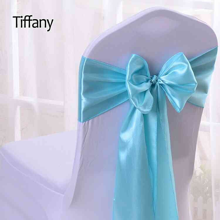 5pcs Satin Chair Sashes Teal Pretty Chair Bow Ribbon For Wedding Banquet Meeting Chairs Covers Decoration Large Belt