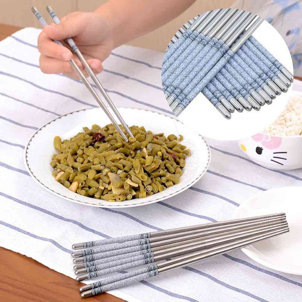 Chopsticks With Blue And White Print Steel Kitchen Tableware Stick