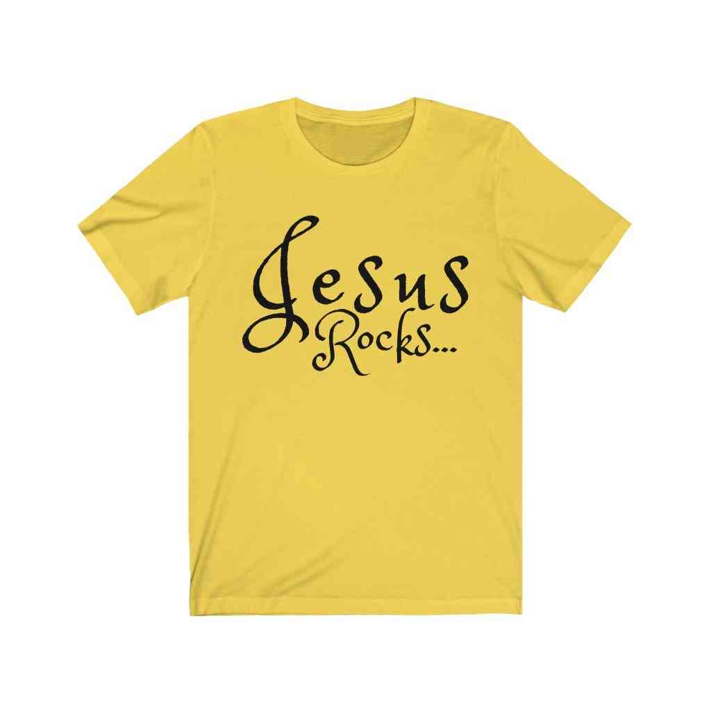 Jesus rocks, kortærmet tee (unisex/sort tekst)