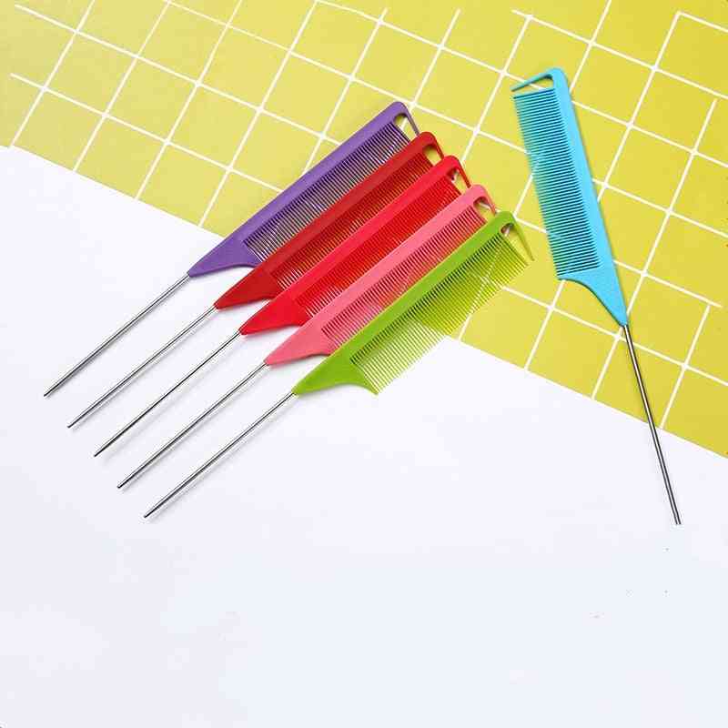 Fine-tooth Comb Styling Hairdressing Tail Plastic Comb Stainless Steel