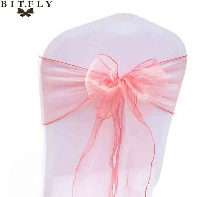 50pcs Sheer Fabric Organza High Quality Chair Sashes Bow Wedding Chair Knot Decoration For Wedding Party Event Banquet 32 Colors