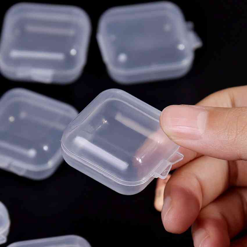 Pille smykker oppbevaring gjennomsiktig plast små bokser