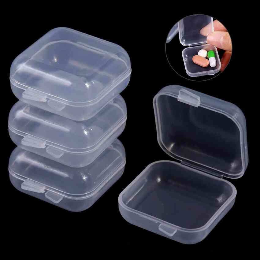 Pille smykker oppbevaring gjennomsiktig plast små bokser