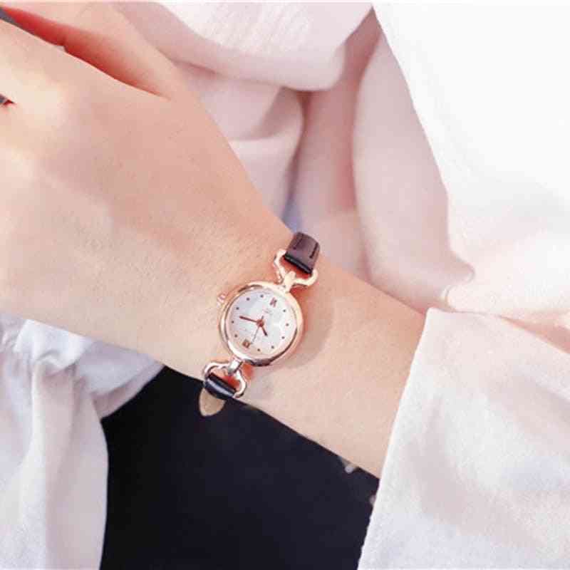 Women Pu Leather Strap  Simple Quartz Mini Wrist Watch