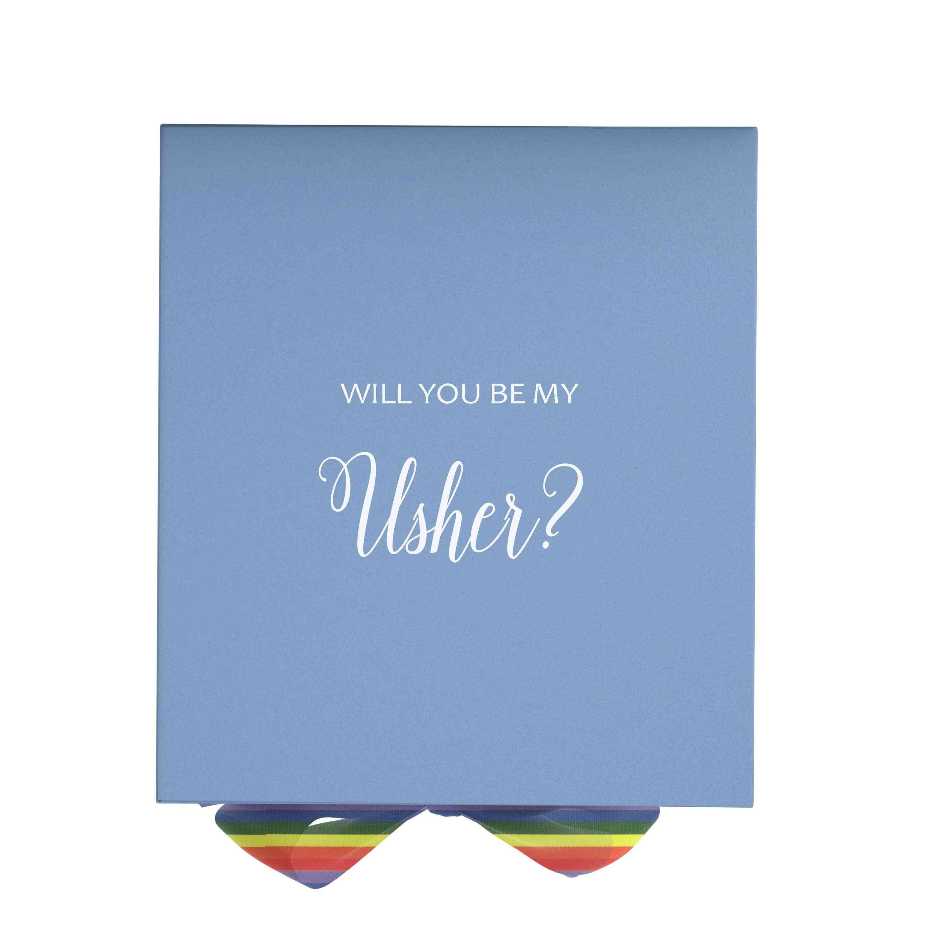 Will You Be My Usher? Proposal Box Light Blue - No Border - Rainbow