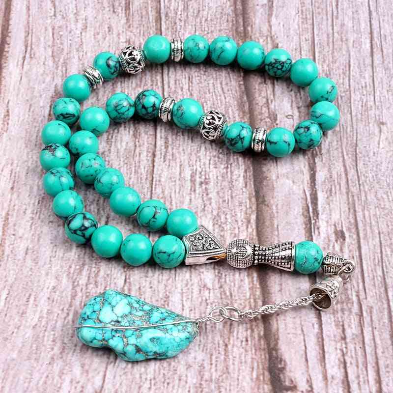 8mm Stone Beads Round Shape 33 Prayer Beads Bracelet Islamic Muslim Tasbih