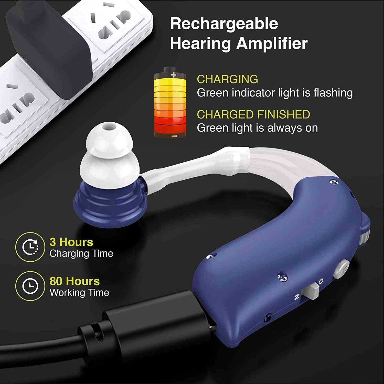 Mini Rechargeable Adjustable Tone Sound Amplifier Hearing Aid Deaf
