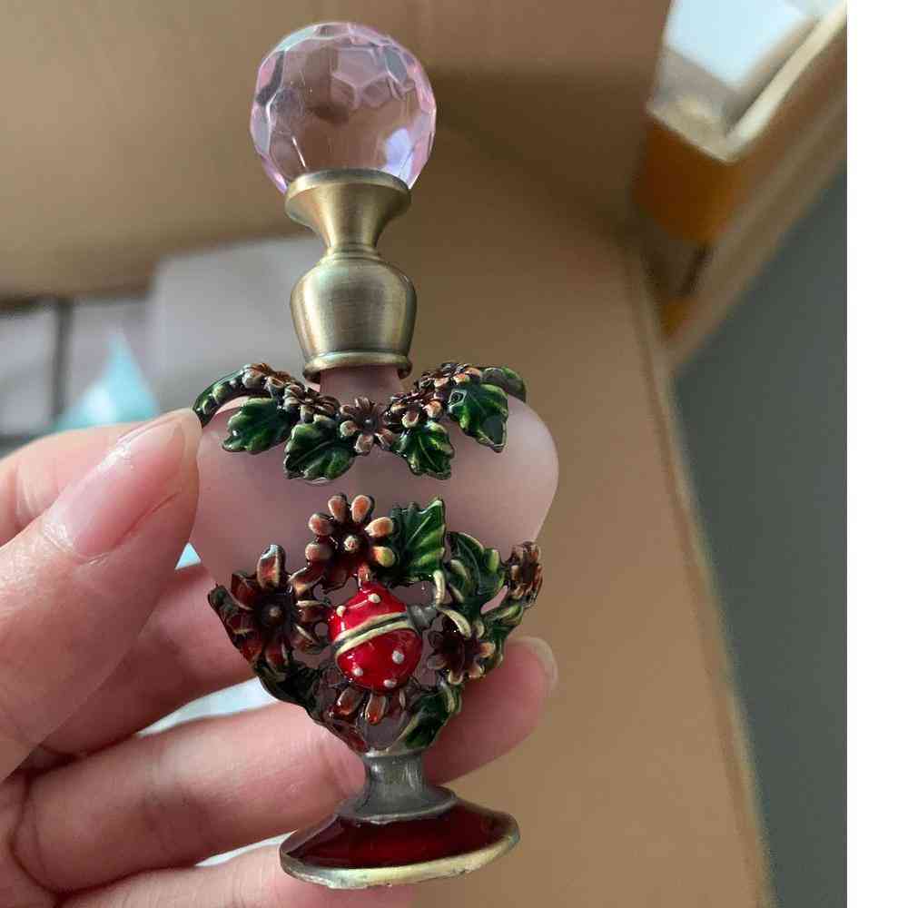5ml Empty Vintage Heart Crystal Metal Perfume Bottle