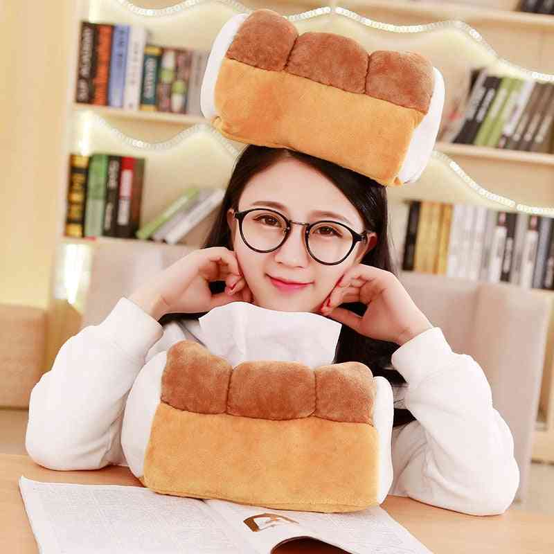 1pc 25cm Simulation Bread Toast Plush Tissue Box Stuffed Cotton Toy