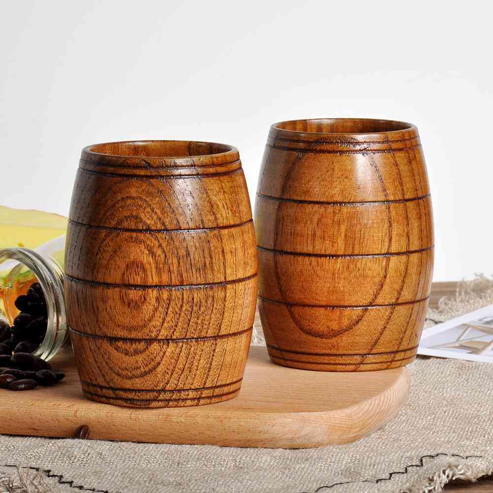 Creative Wine Barrel Wooden Mugs Shape Natural Wooden Beer Cup