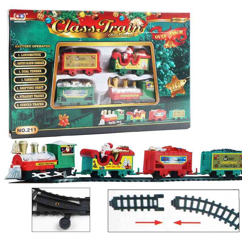 Christmas Electric Rail Car Building Block Track Set Transportation Toy