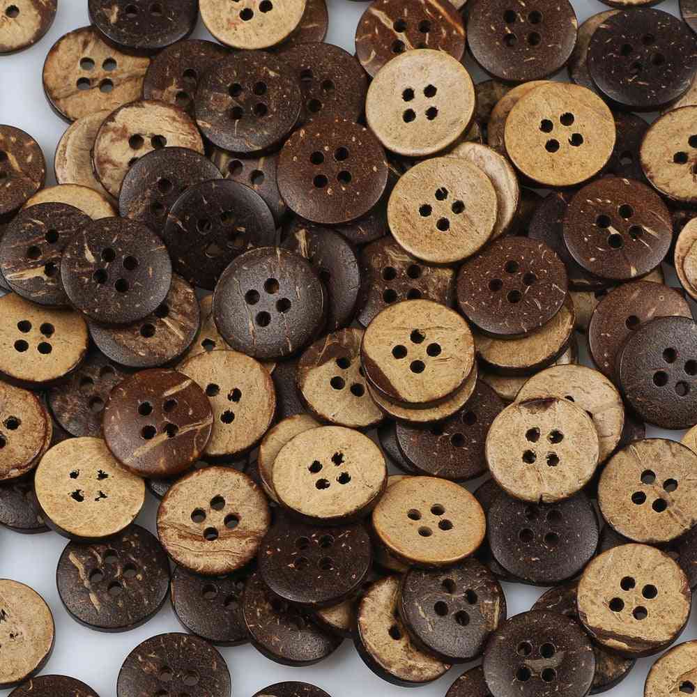 Brown Coconut Shells 4 Hole Buttons For Clothing Scrapbooking Sewing Accessories