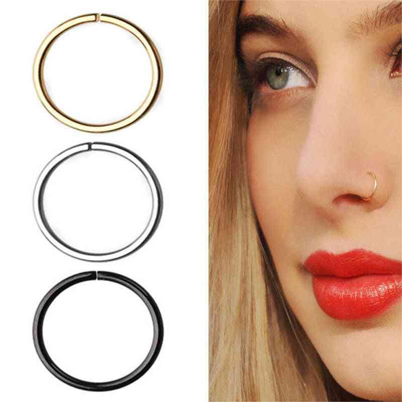 Stainless Steel Nose Ring For Women Men Goth Style Rose Gold Body Jewelry