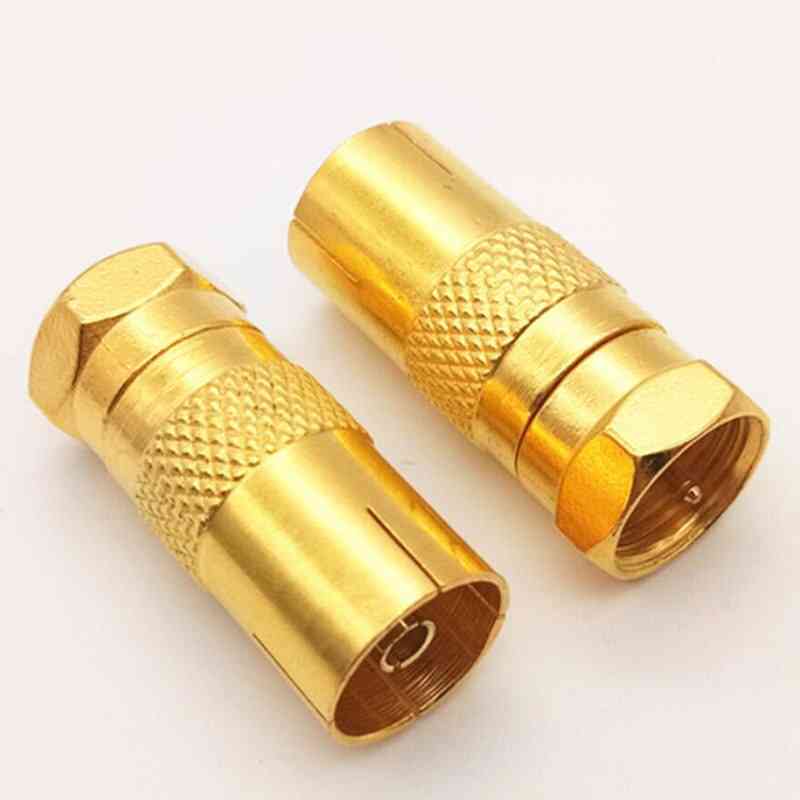 Gilded F Type Male Plug Connector Socket To Rf Coax Tv Aerial Female Rf Adapters